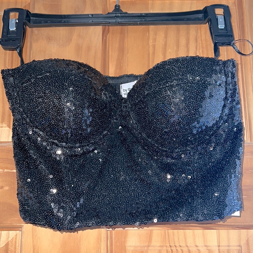 Black Sequin Corset Top Size XS - NWT
